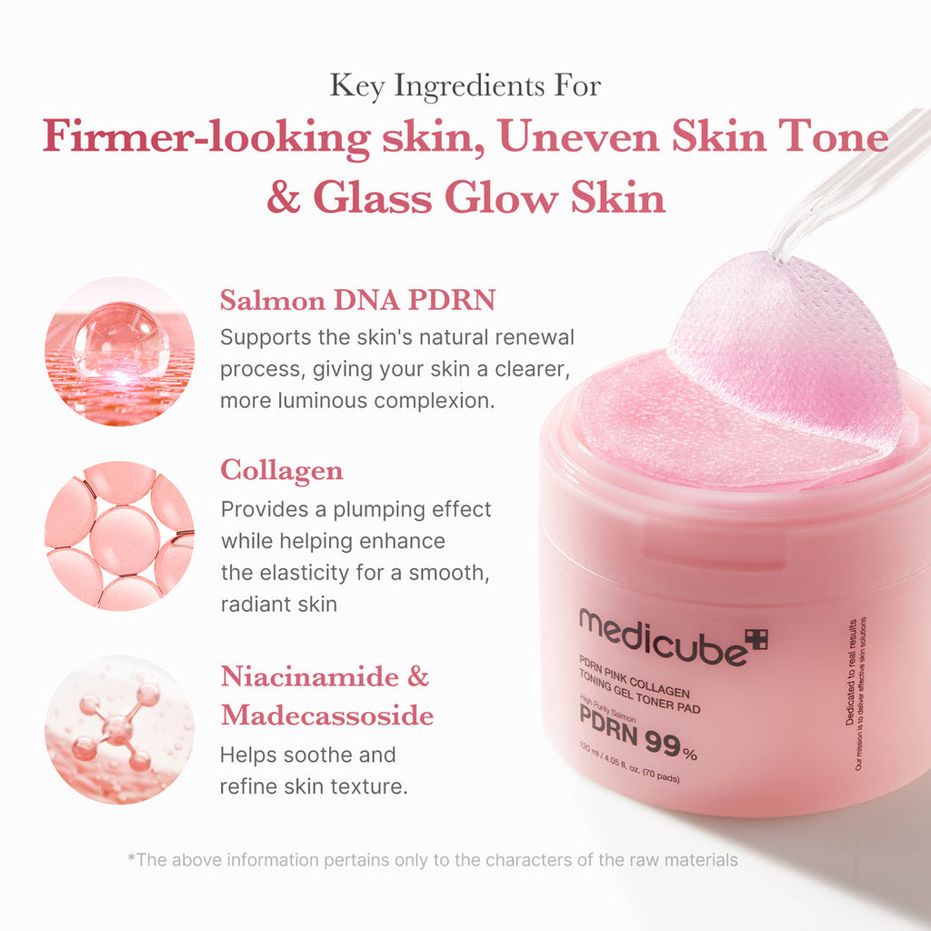 Medicube - PDRN Pink Collagen Toning Gel Toner Pad, 120ml (70pcs)
